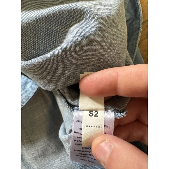 Talbots Button Front Skirt Women Sz 4 Petite Lightweight Blue Denim Cotton City - Picture 9 of 13